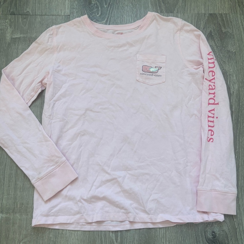 Vineyard Vines Girls Light Pink Long Sleeve Valentines Day Tee size L(14)